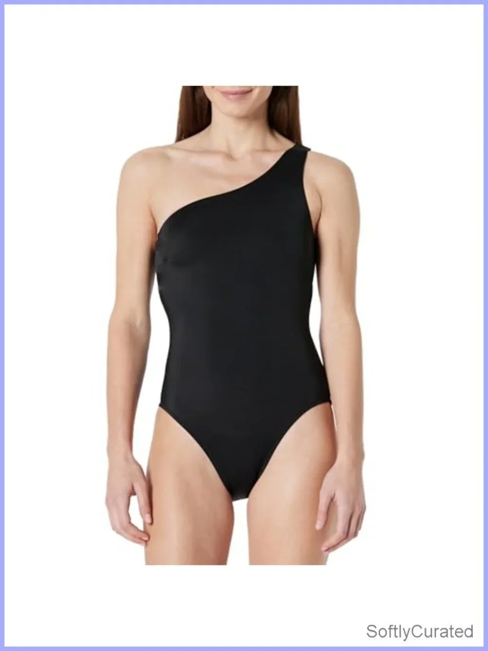 Women's One-Shoulder One-Piece Swimsuit High Leg Cut Built-in Shelf Removable
